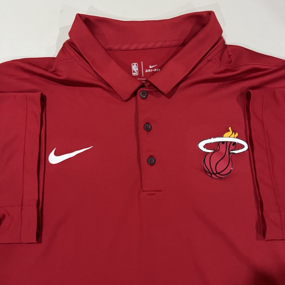NIKE DRI-FIT Miami Heat NBA Red Coach Staff Team Polo ShIrt 858536-608 Men's 3xl